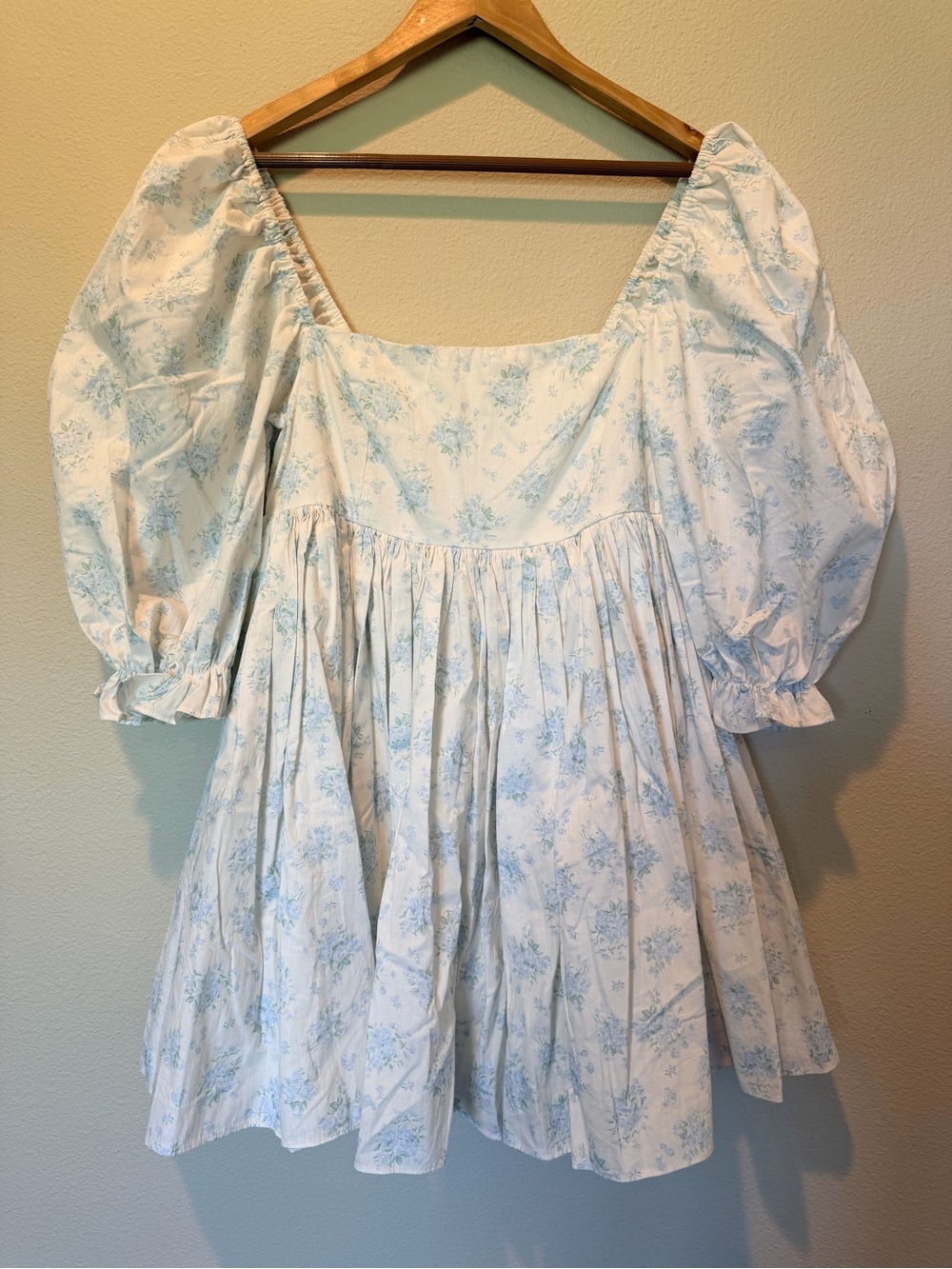The Post Blue Floral Puff Sleeve Mini Dress Size Small #0023